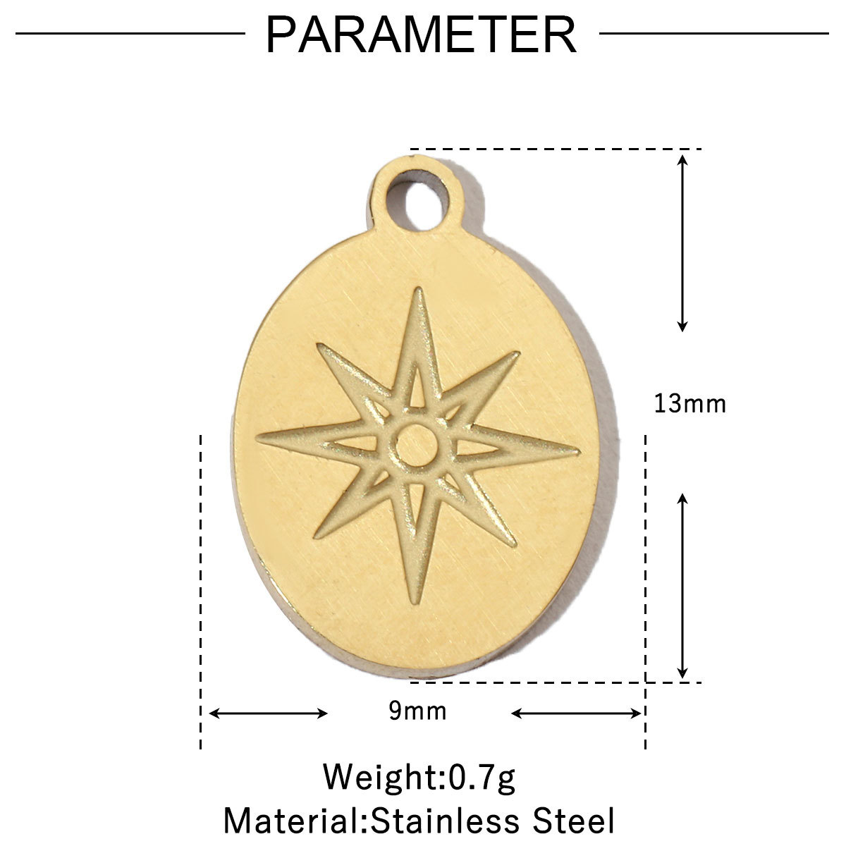 6pcs/pack Retro Life Tree Gourd DIY Bracelets Charms Gourd Evil Eye Sun Star Neaclace Pendant Female Stainless Steel 14K Gold Color Earrings Making Jewelry