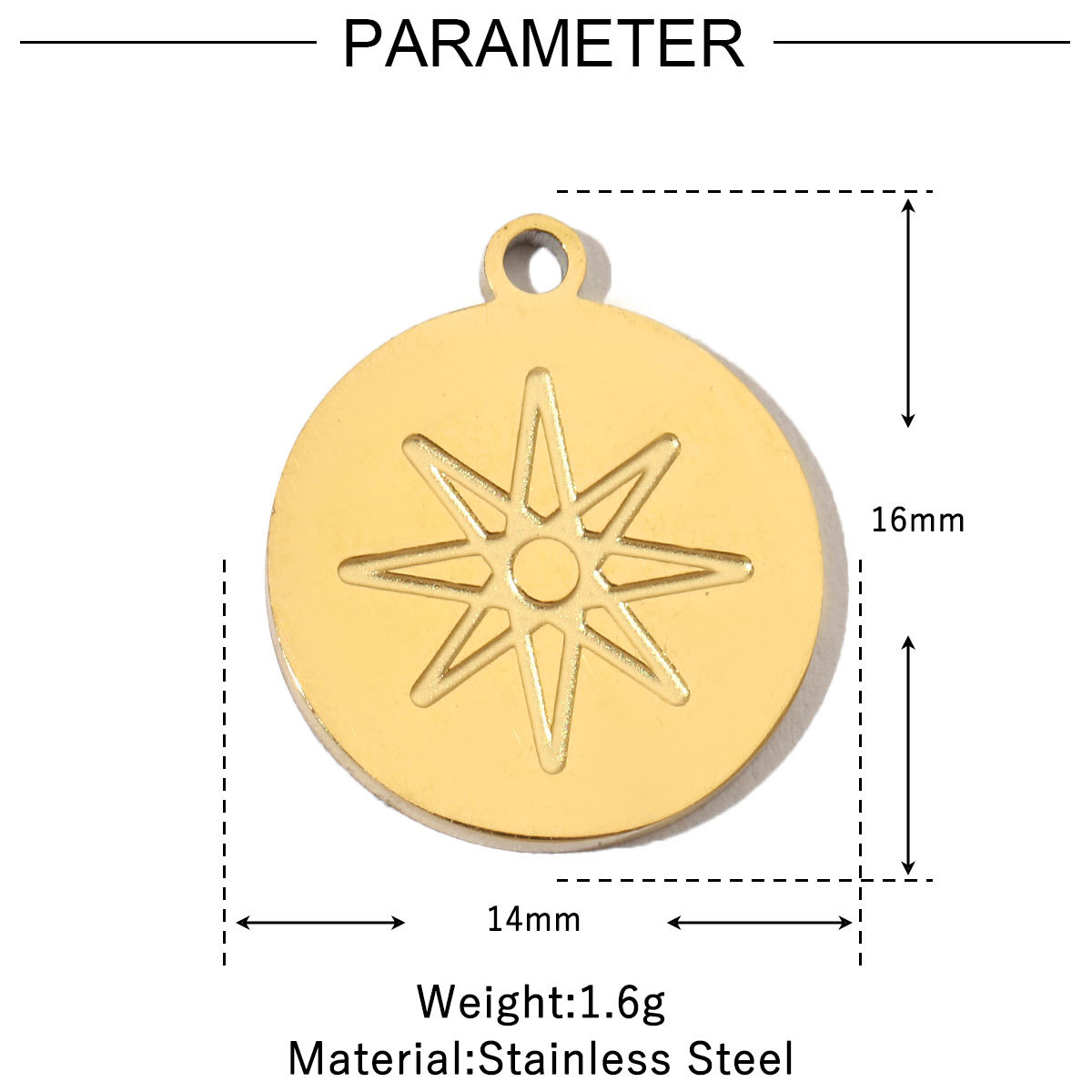 6pcs/pack Retro Life Tree Gourd DIY Bracelets Charms Gourd Evil Eye Sun Star Neaclace Pendant Female Stainless Steel 14K Gold Plated Earrings Making Jewelry