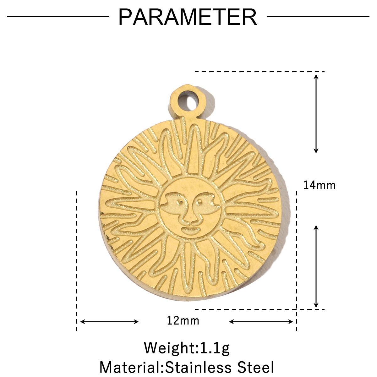 6pcs/pack Retro Life Tree Gourd DIY Bracelets Charms Gourd Evil Eye Sun Star Neaclace Pendant Female Stainless Steel 14K Gold Plated Earrings Making Jewelry
