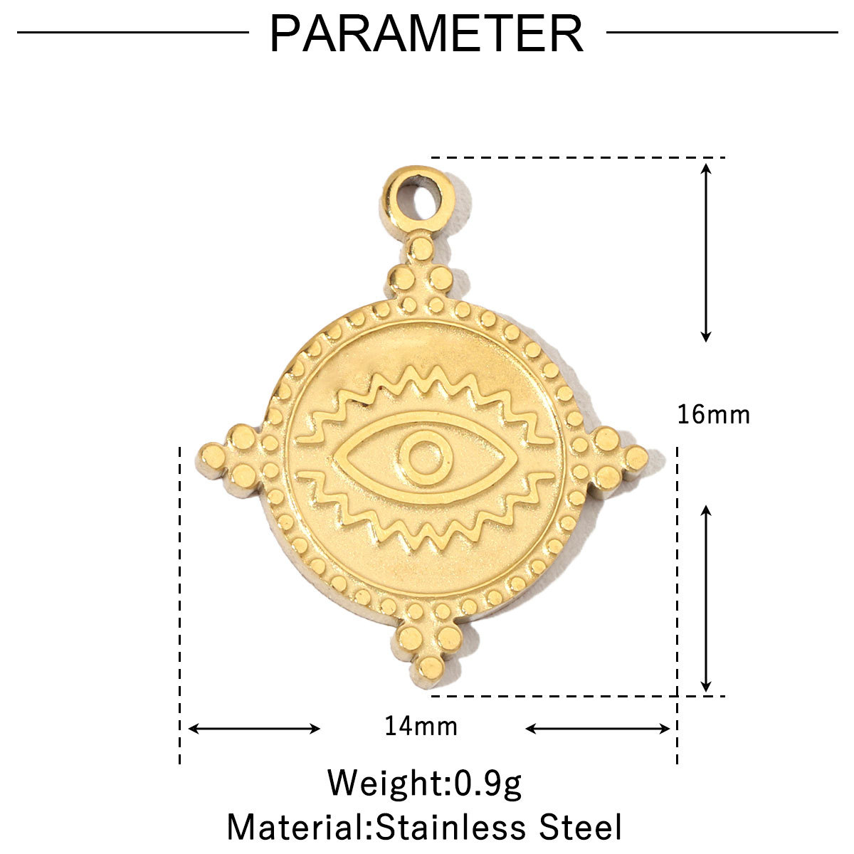 6pcs/pack Retro Life Tree Gourd DIY Bracelets Charms Gourd Evil Eye Sun Star Neaclace Pendant Female Stainless Steel 14K Gold Plated Earrings Making Jewelry