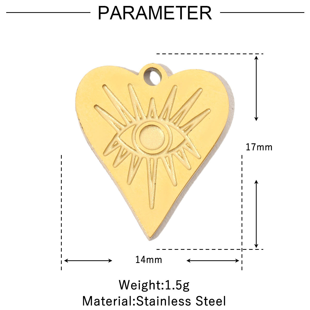6pcs/pack Stainless Steel 14K Gold Plated Retro Love Mom Heart DIY Charms Lock Eye Neaclace Pendant Female Jewelry Wholesale