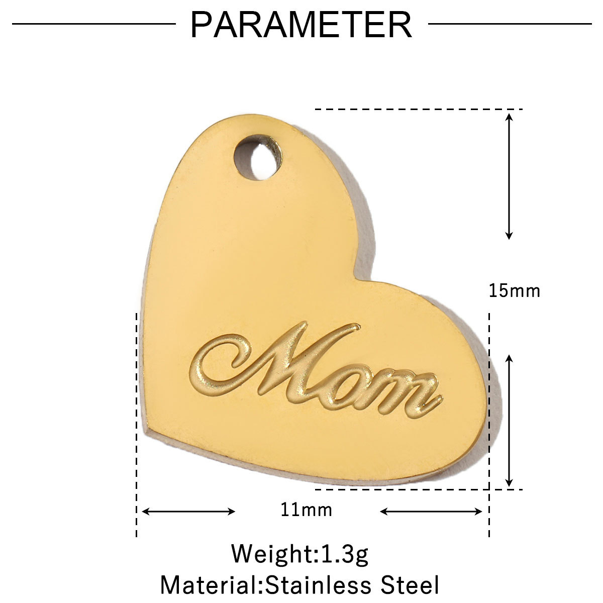 6pcs/pack Stainless Steel 14K Gold Plated Retro Love Mom Heart DIY Charms Lock Eye Neaclace Pendant Female Jewelry Wholesale
