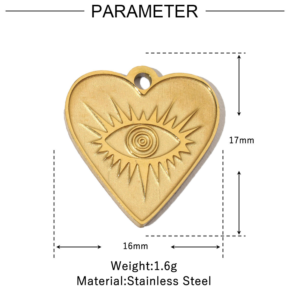 6pcs/pack Stainless Steel 14K Gold Plated Retro Love Mom Heart DIY Charms Lock Eye Neaclace Pendant Female Jewelry Wholesale