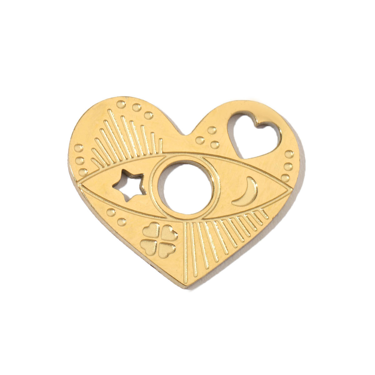 6pcs/pack Stainless Steel 14K Gold Plated Retro Love Mom Heart DIY Charms Lock Eye Neaclace Pendant Female Jewelry Wholesale