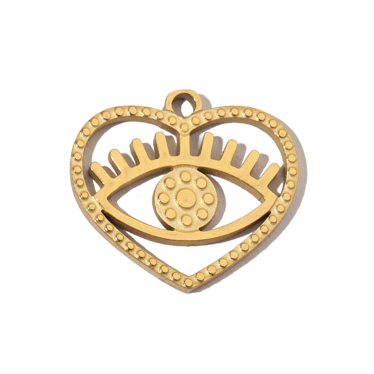6pcs/pack Stainless Steel 14K Gold Plated Retro Love Mom Heart DIY Charms Lock Eye Neaclace Pendant Female Jewelry Wholesale