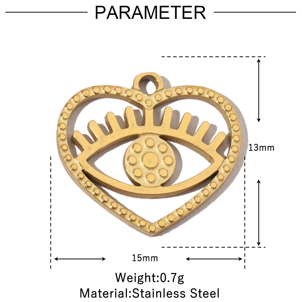 6pcs/pack Stainless Steel 14K Gold Plated Retro Love Mom Heart DIY Charms Lock Eye Neaclace Pendant Female Jewelry Wholesale