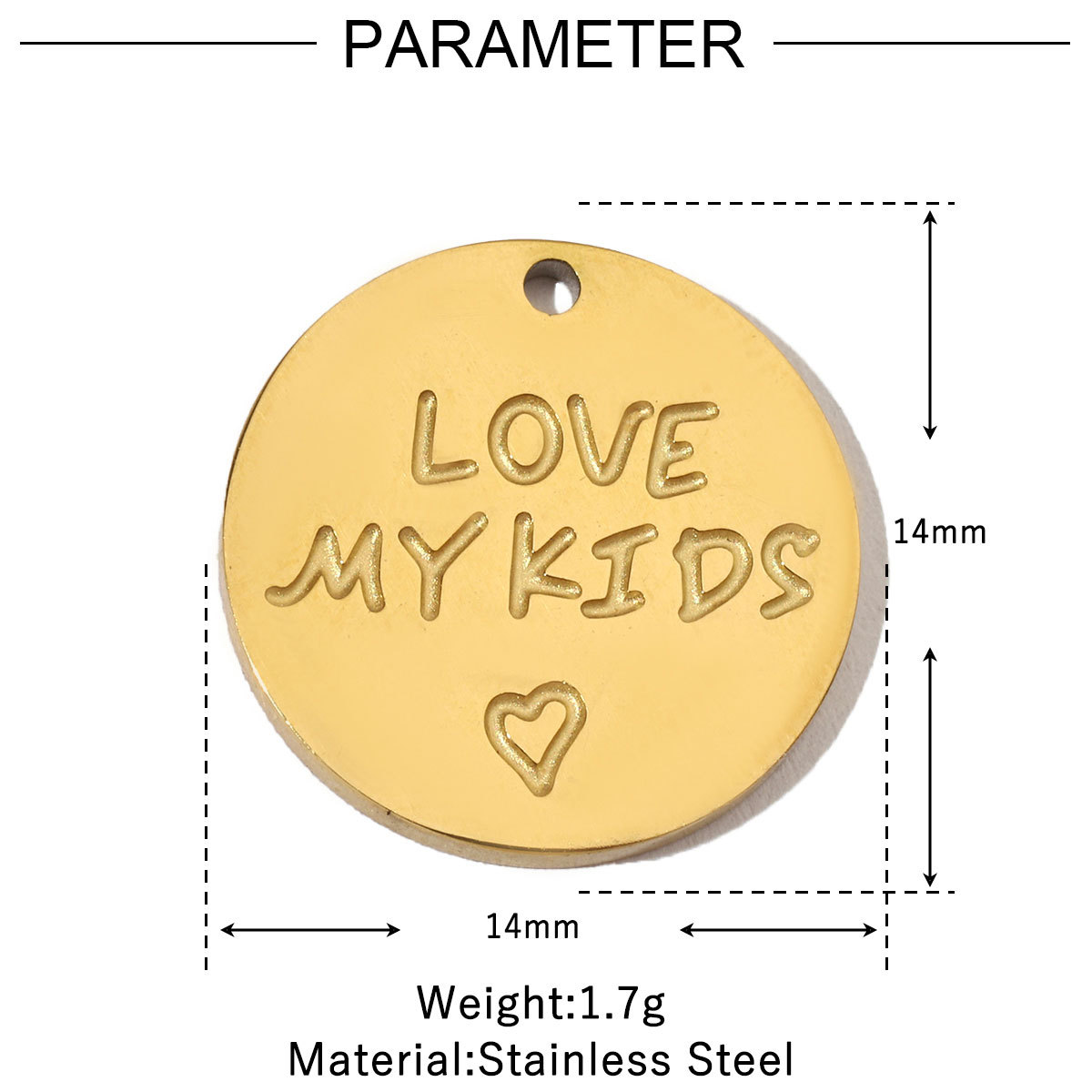 6pcs/pack Stainless Steel 14K Gold Plated Retro Love Mom Heart DIY Charms Lock Eye Neaclace Pendant Female Jewelry Wholesale