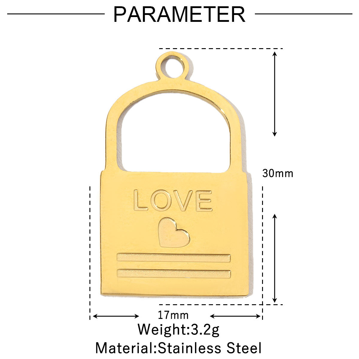 6pcs/pack Stainless Steel 14K Gold Plated Retro Love Mom Heart DIY Charms Lock Eye Neaclace Pendant Female Jewelry Wholesale