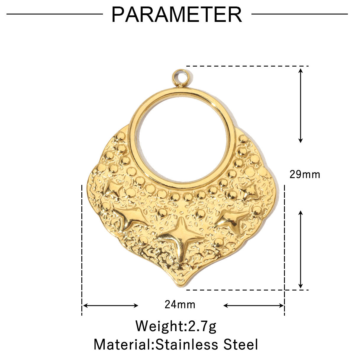 6pcs/pack Retro Wreath Love DIY Charms Clover Pentagram Neaclace Pendant For Women Stainless Steel Gold Plated Jewelry Making