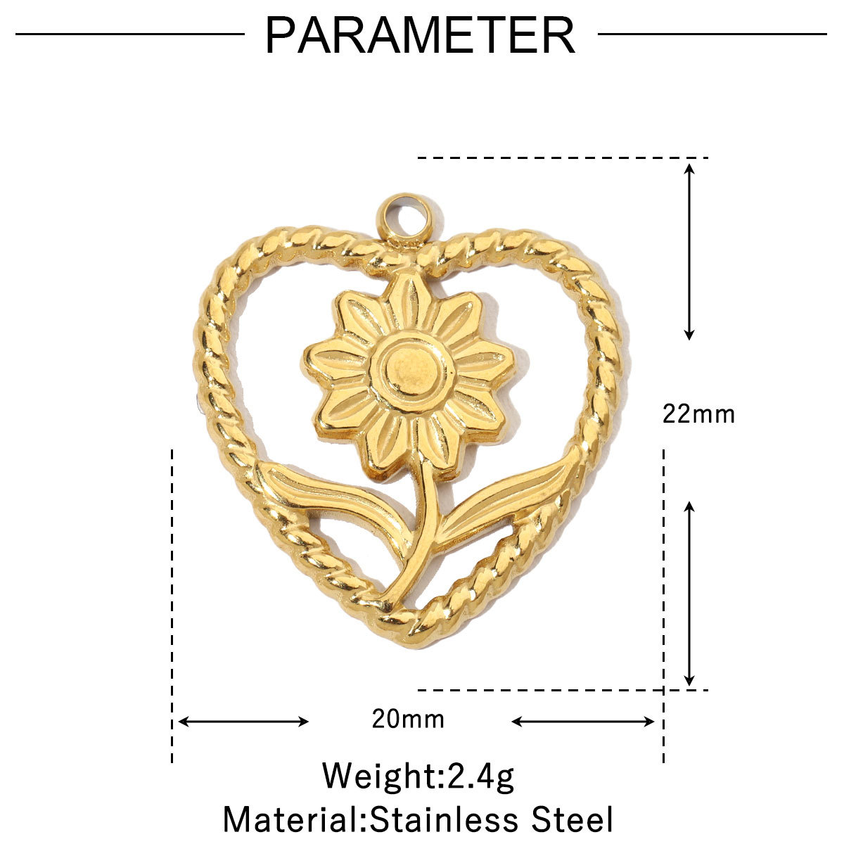 6pcs/pack Retro Wreath Love DIY Charms Clover Pentagram Neaclace Pendant For Women Stainless Steel Gold Plated Jewelry Making