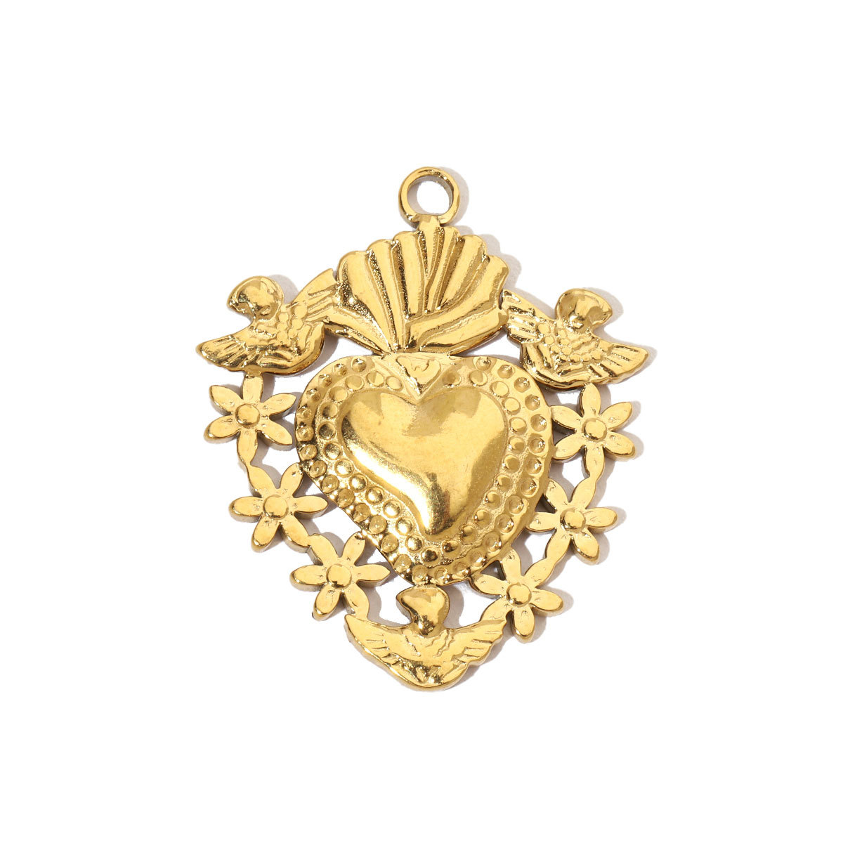 6pcs/pack Retro Wreath Love DIY Charms Clover Pentagram Neaclace Pendant For Women Stainless Steel Gold Plated Jewelry Making