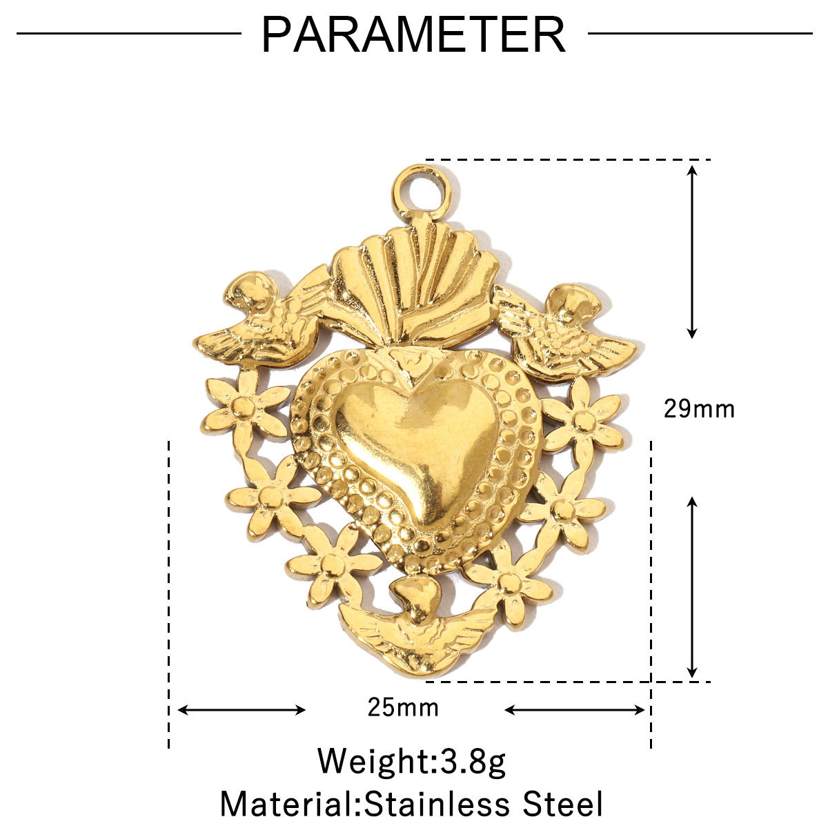 6pcs/pack Retro Wreath Love DIY Charms Clover Pentagram Neaclace Pendant For Women Stainless Steel Gold Plated Jewelry Making