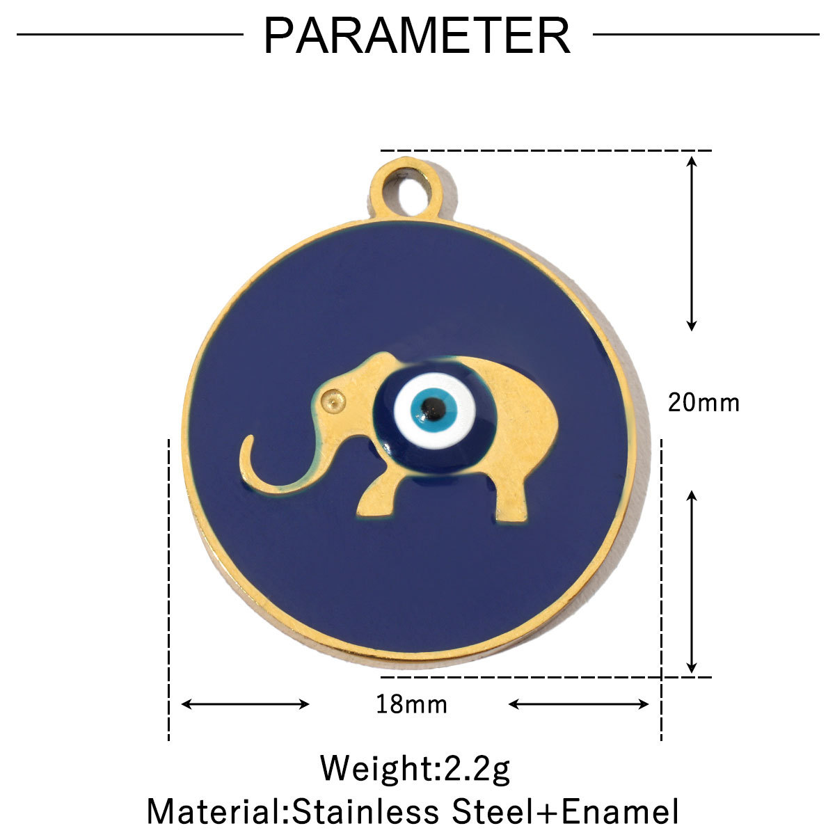 6pcs/pack Enamel Elephant Hamsa Hand Stainless Steel DIY Charms Women Heart Sun Shell Turtle Bee Neaclace Pendant Jewelry Making