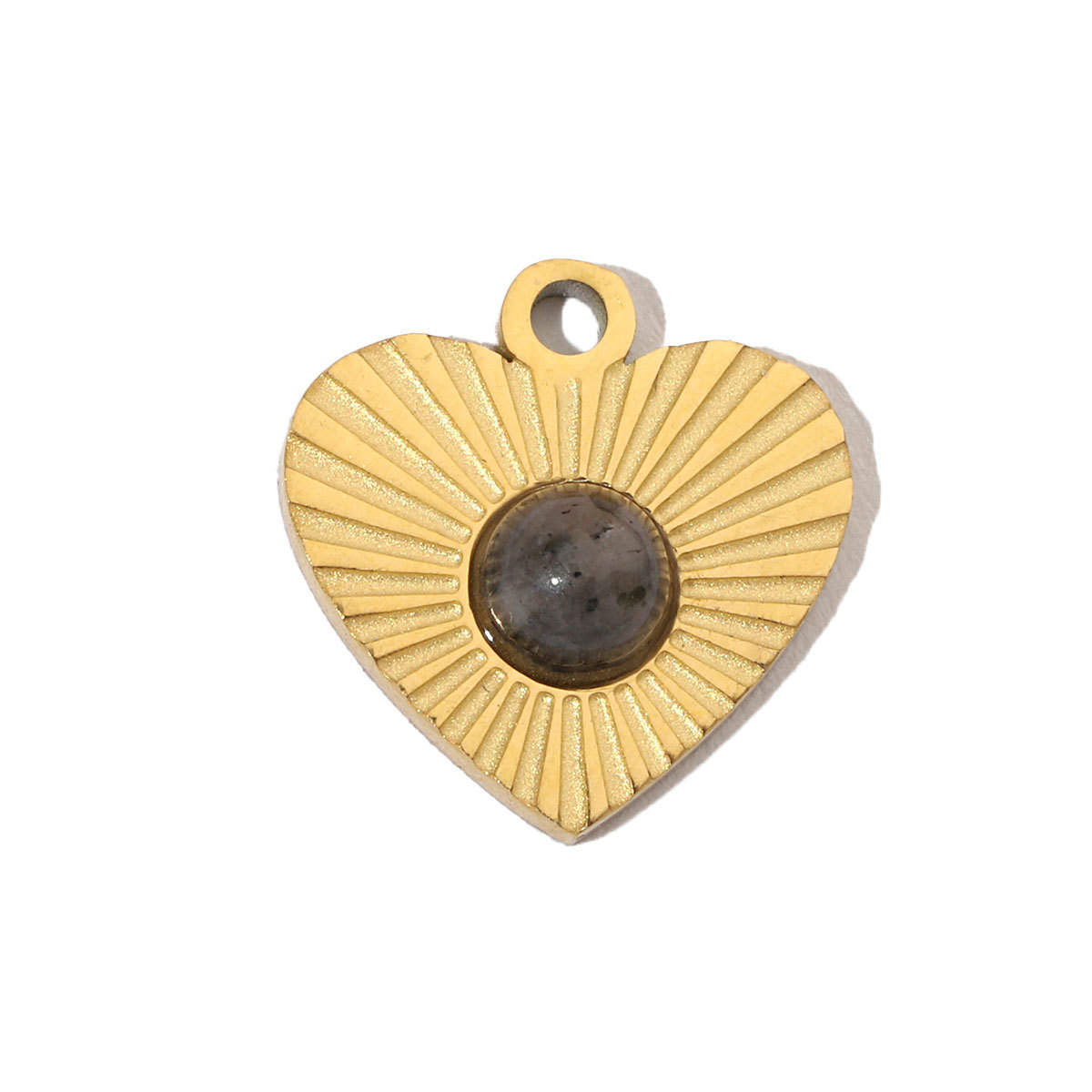 6pcs/pack Retro Nature Stone Clover Star DIY Charms Female Steel Gold Plated Heart Sun Neaclace Pendant Wholesale Jewelry Making