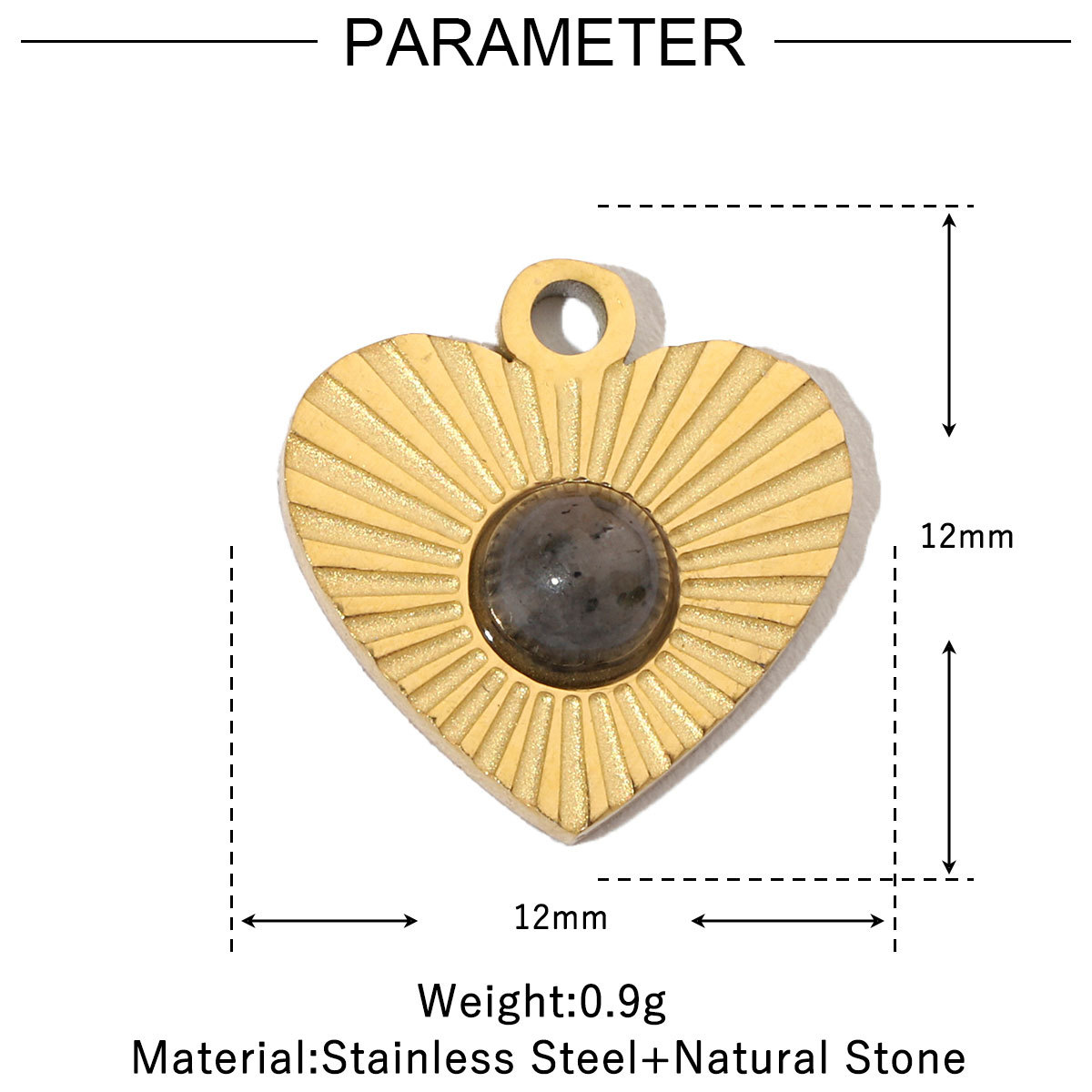 6pcs/pack Retro Nature Stone Clover Star DIY Charms Female Steel Gold Plated Heart Sun Neaclace Pendant Wholesale Jewelry Making