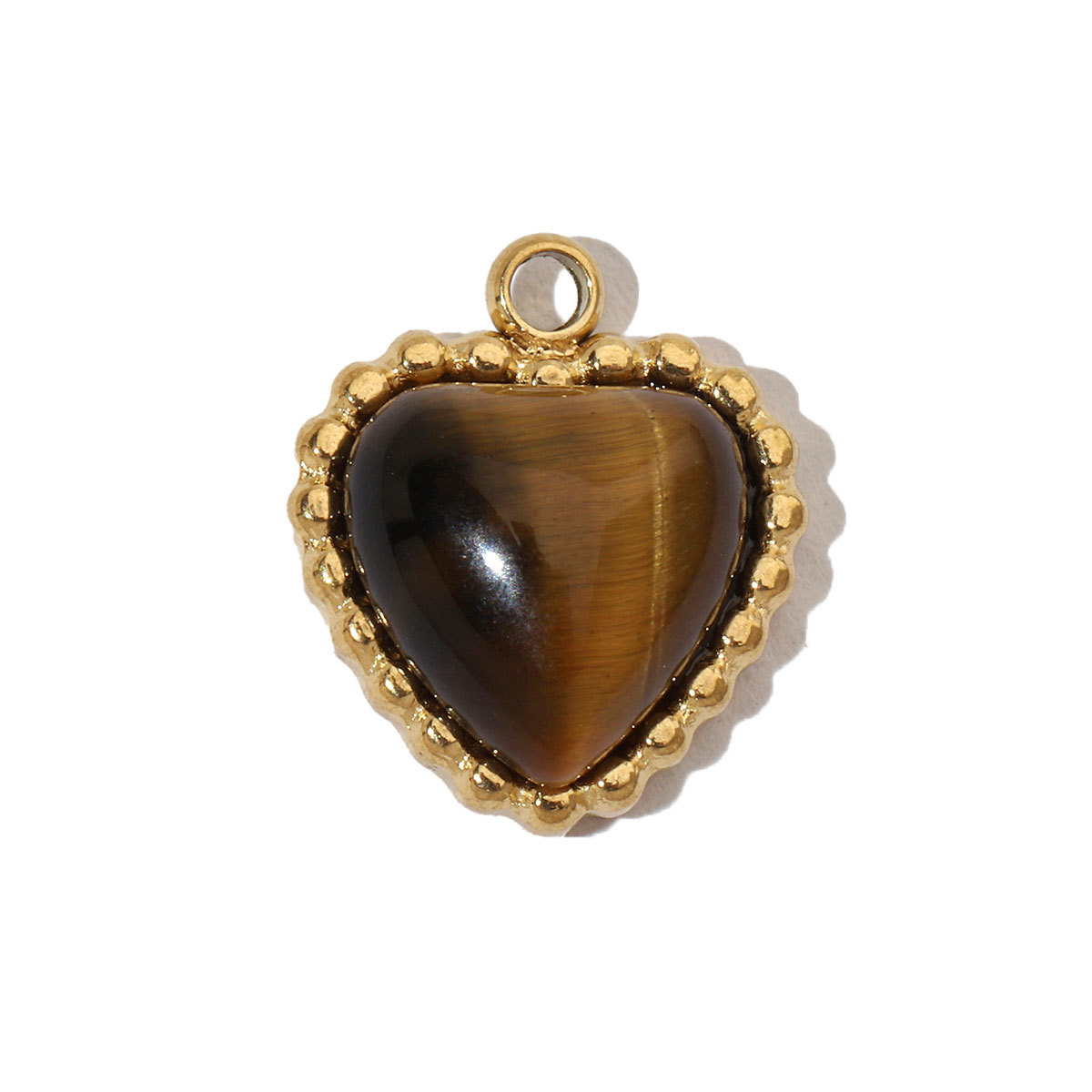 6pcs/pack Retro Nature Stone Clover Star DIY Charms Female Steel Gold Plated Heart Sun Neaclace Pendant Wholesale Jewelry Making