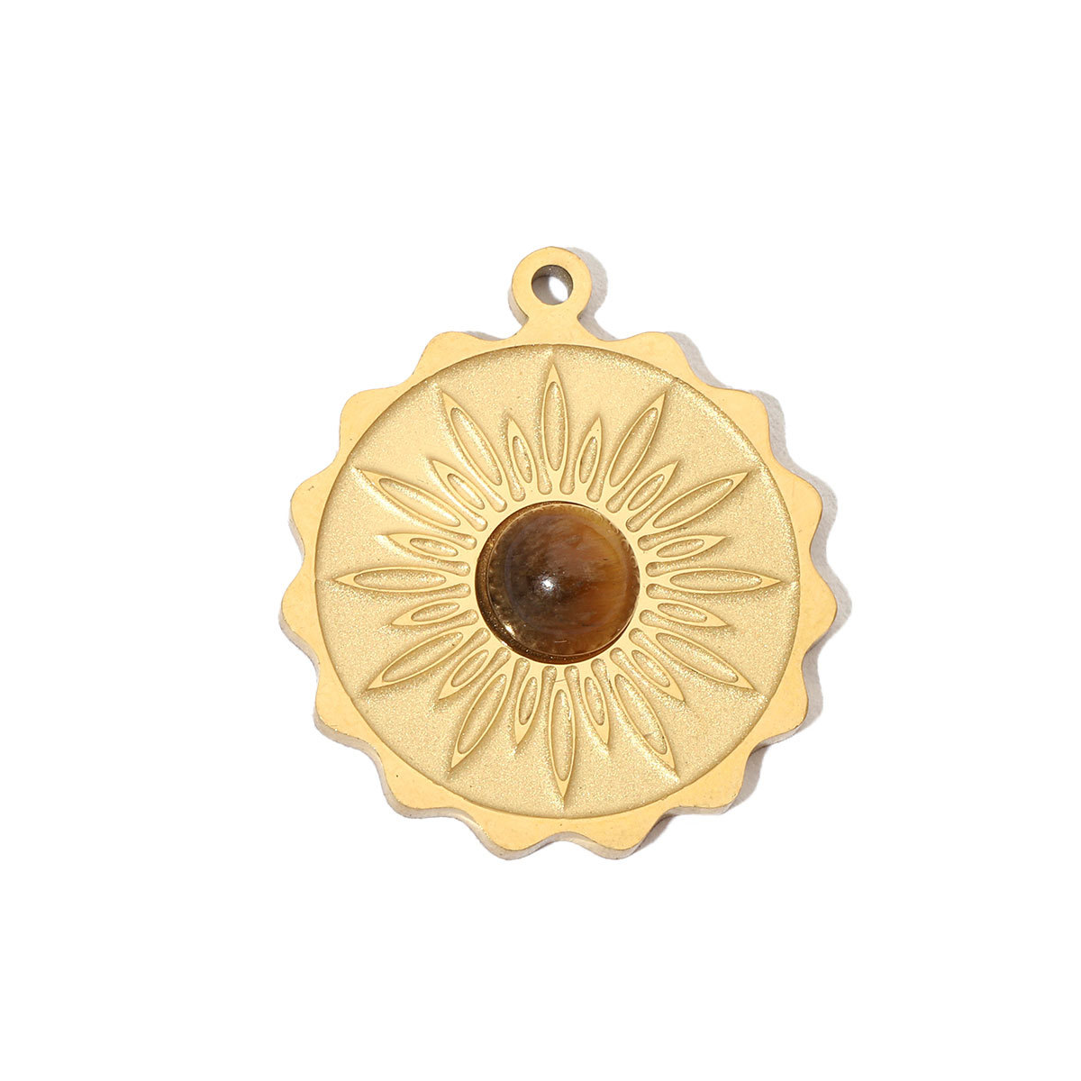 6pcs/pack Retro Nature Stone Clover Star DIY Charms Female Steel Gold Plated Heart Sun Neaclace Pendant Wholesale Jewelry Making