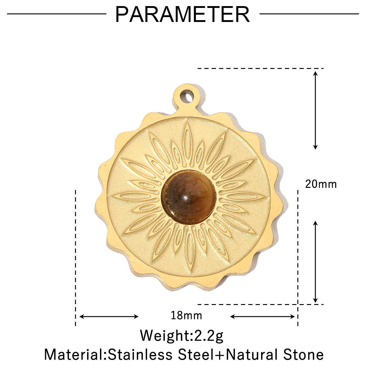 6pcs/pack Retro Nature Stone Clover Star DIY Charms Female Steel Gold Plated Heart Sun Neaclace Pendant Wholesale Jewelry Making
