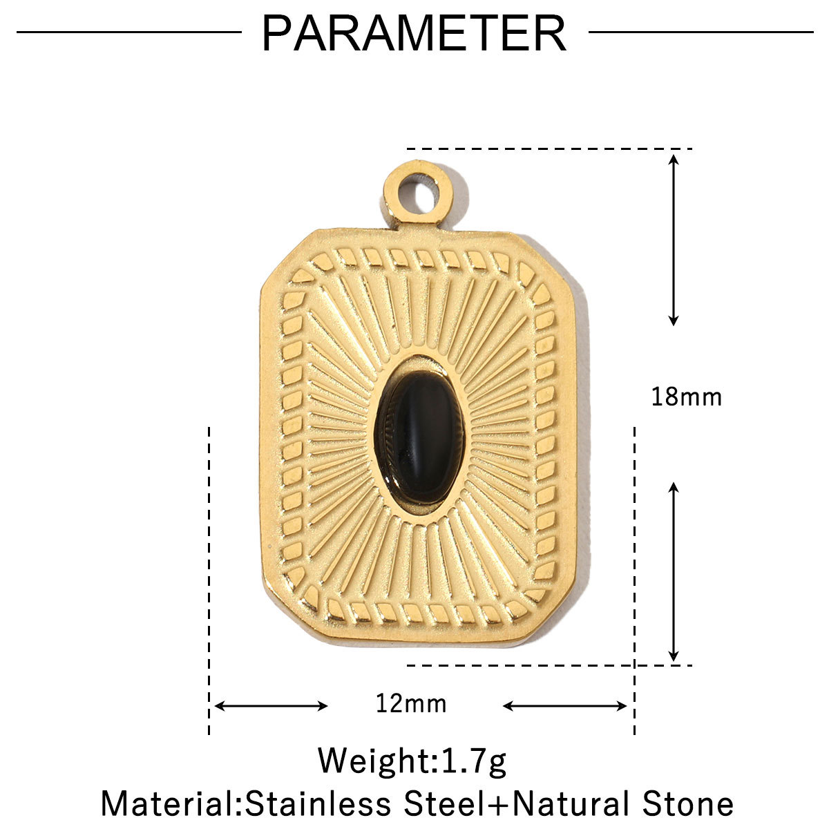 6pcs/pack Retro Nature Stone Clover Star DIY Charms Female Steel Gold Plated Heart Sun Neaclace Pendant Wholesale Jewelry Making