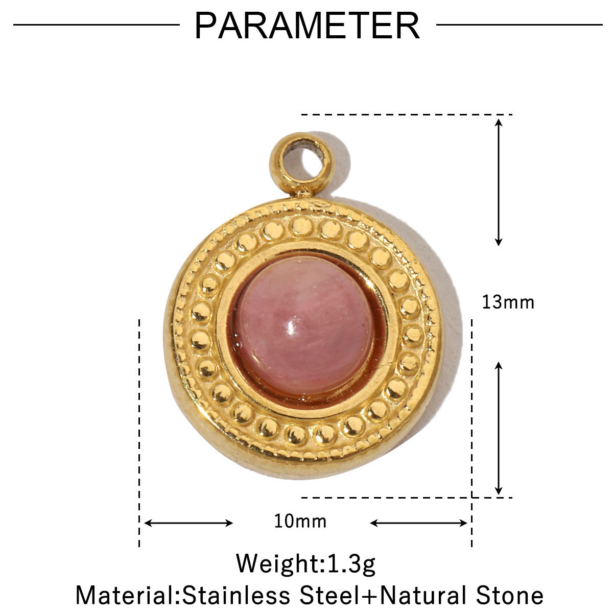 6pcs/pack Retro Nature Stone Clover Star DIY Charms Female Steel Gold Plated Heart Sun Neaclace Pendant Wholesale Jewelry Making