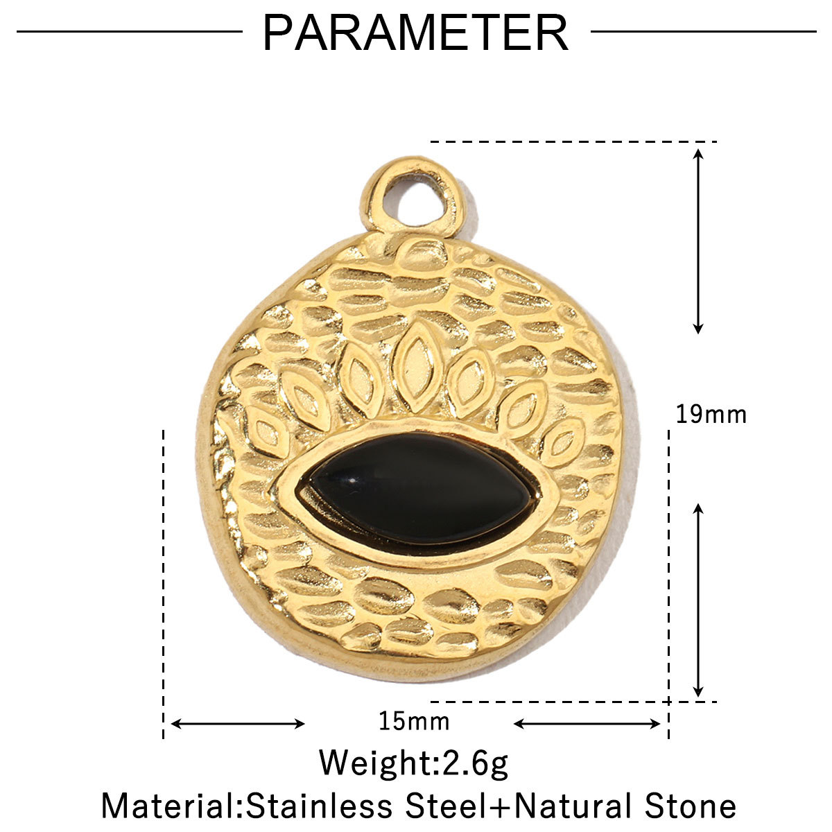 6pcs/pack Retro Nature Stone Clover Star DIY Charms Female Steel Gold Plated Heart Sun Neaclace Pendant Wholesale Jewelry Making