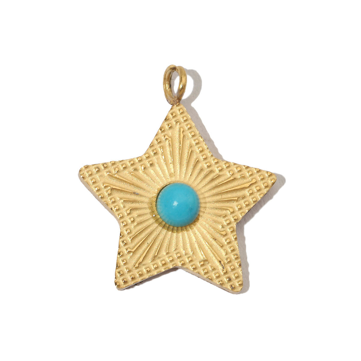 6pcs/pack Retro Nature Stone Clover Star DIY Charms Female Steel Gold Plated Heart Sun Neaclace Pendant Wholesale Jewelry Making