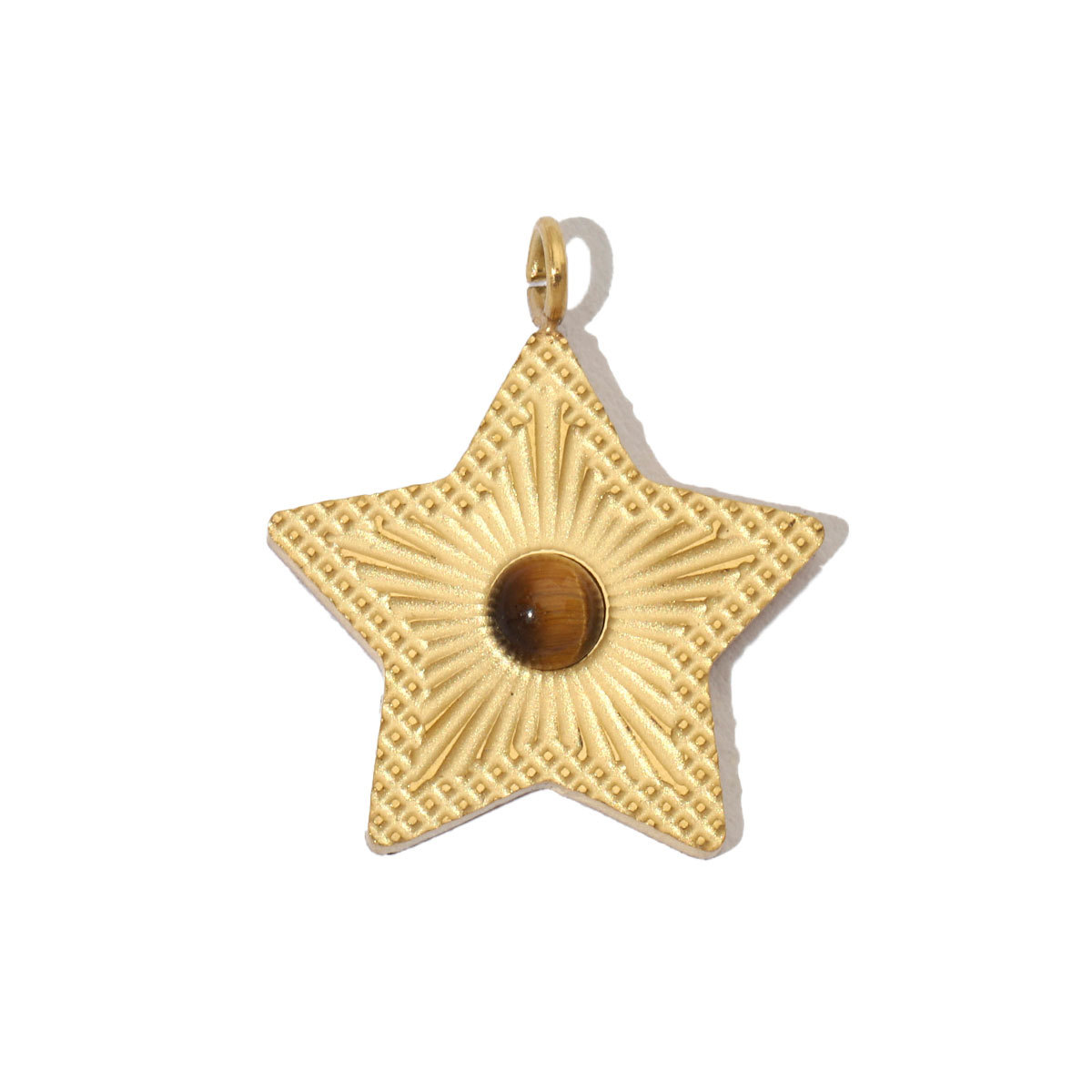 6pcs/pack Retro Nature Stone Clover Star DIY Charms Female Steel Gold Plated Heart Sun Neaclace Pendant Wholesale Jewelry Making