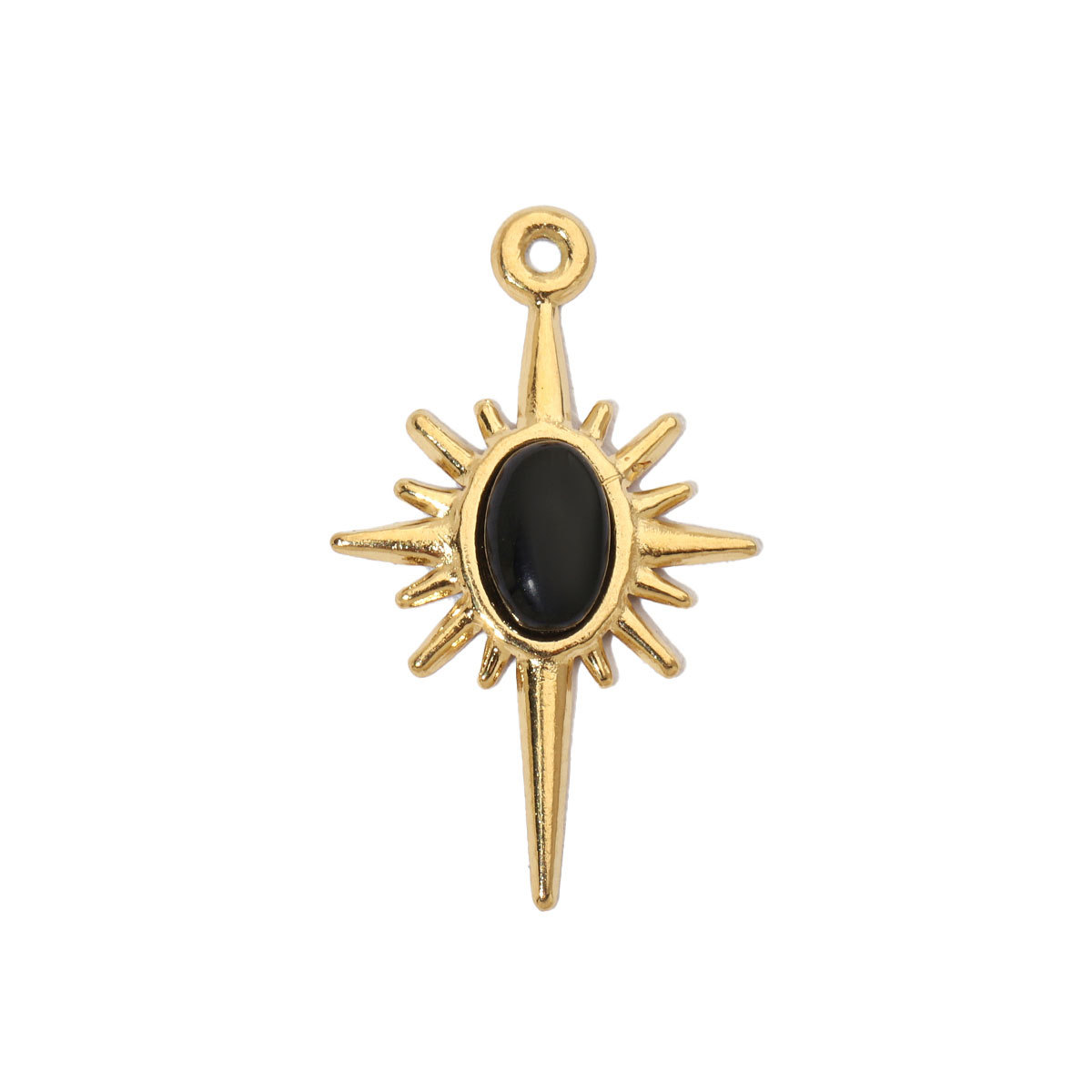 6pcs/pack Retro Nature Stone Clover Star DIY Charms Female Steel Gold Plated Heart Sun Neaclace Pendant Wholesale Jewelry Making