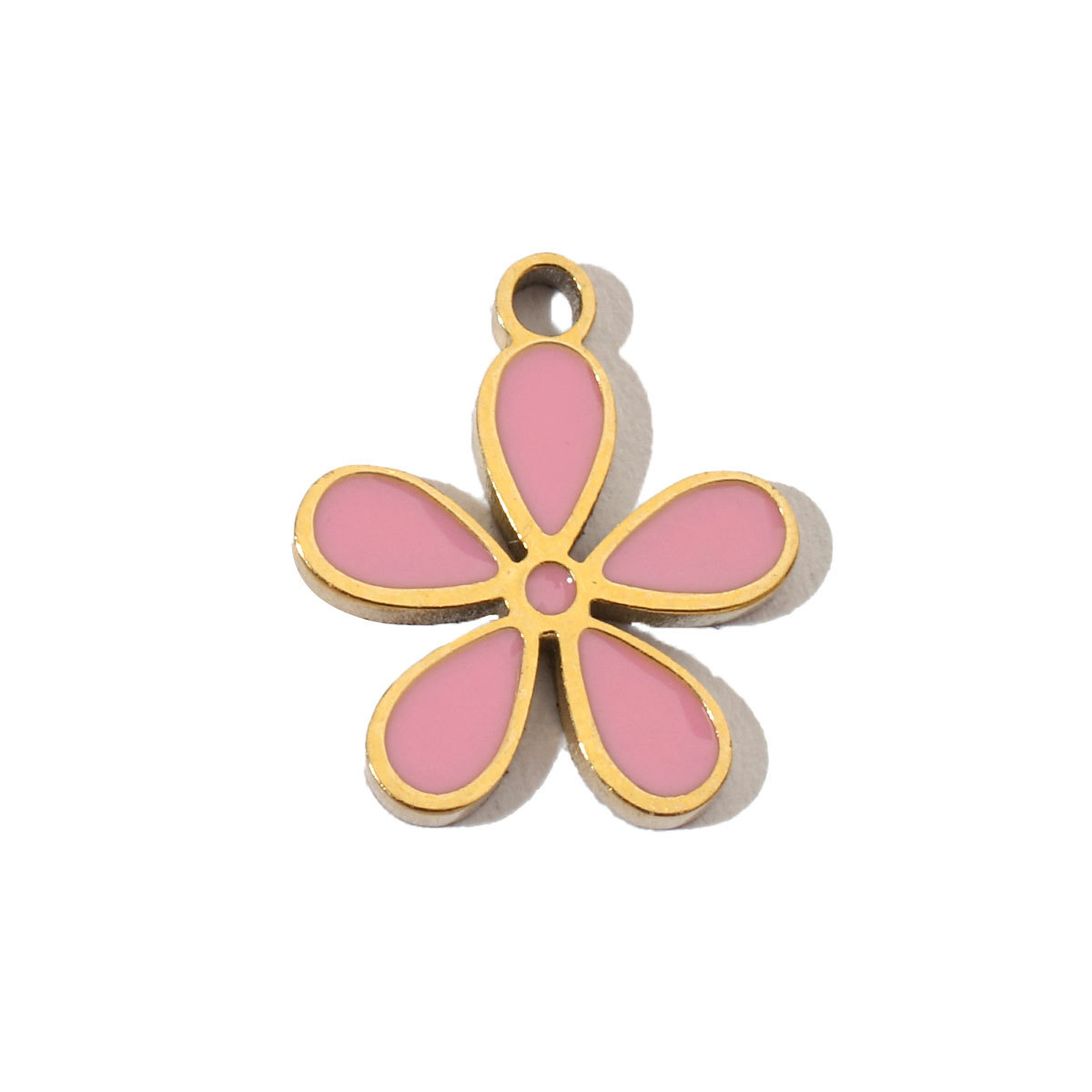 6pcs/pack Colorful Enamel Flower Fish Stainless Steel DIY Charms Angel Dolphin Female Neaclace Pendant Jewelry Wholesale
