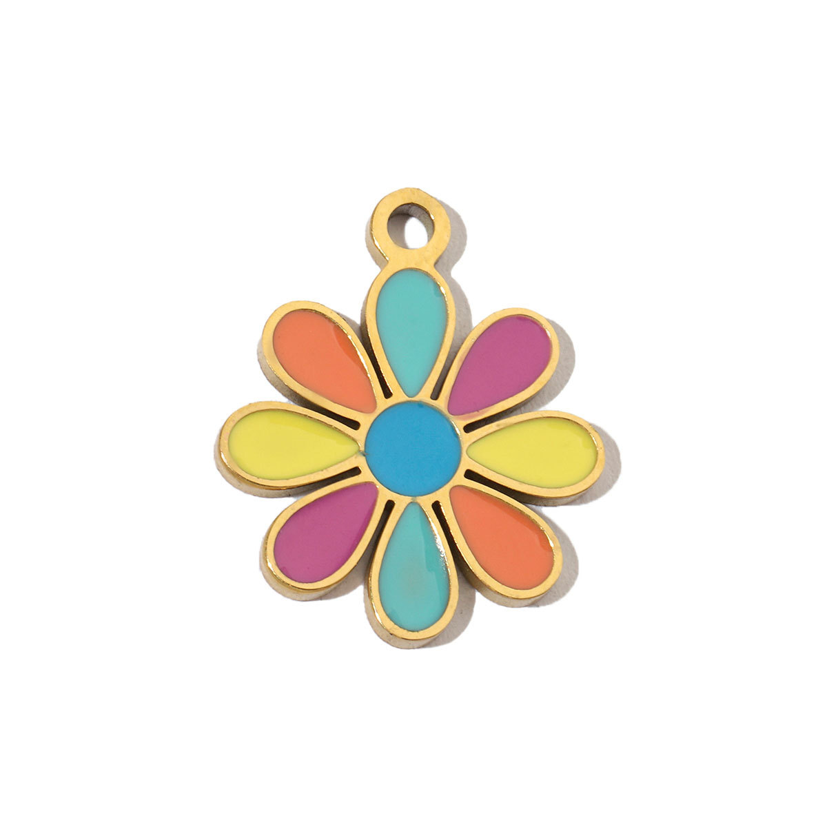 6pcs/pack Colorful Enamel Flower Fish Stainless Steel DIY Charms Angel Dolphin Female Neaclace Pendant Jewelry Wholesale