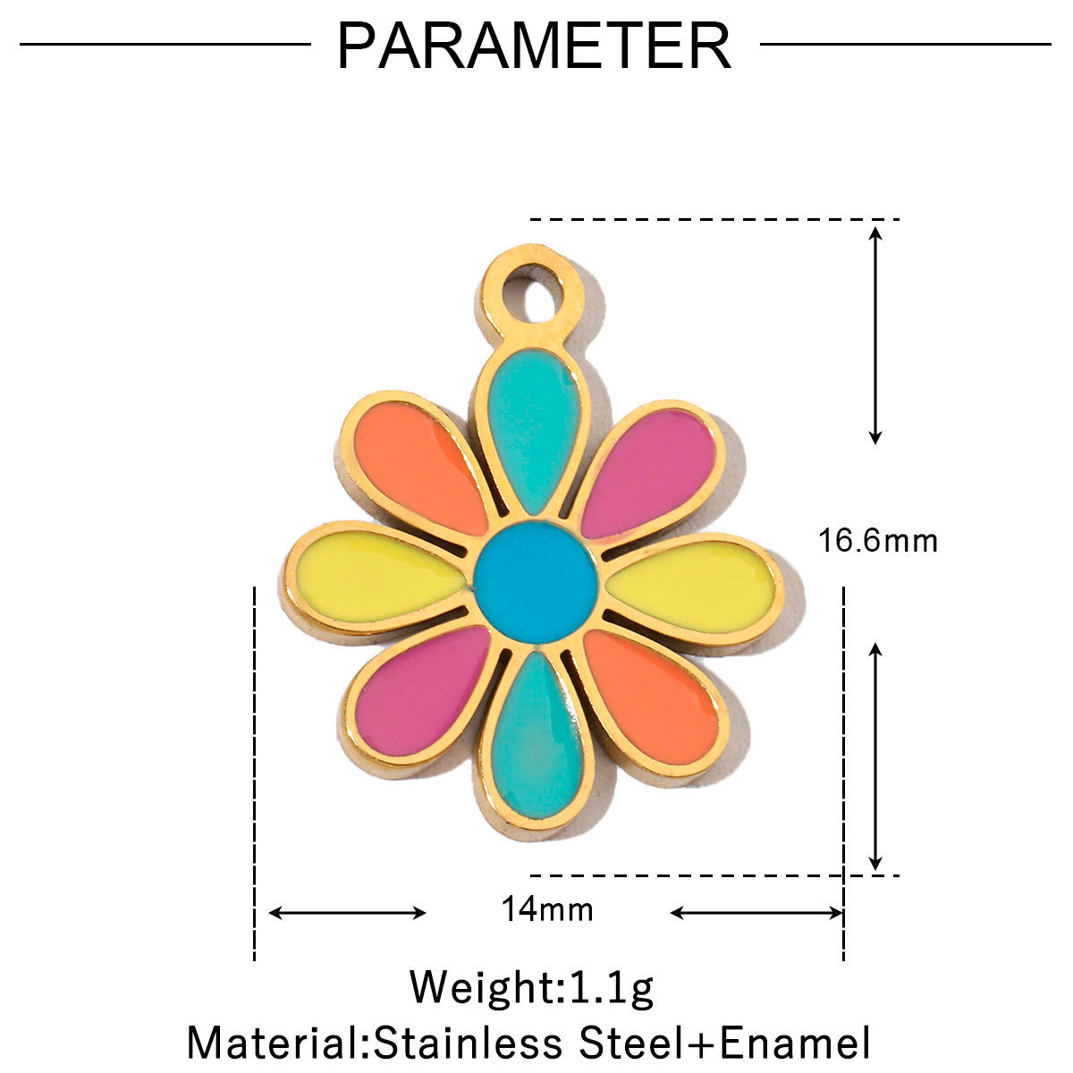 6pcs/pack Colorful Enamel Flower Fish Stainless Steel DIY Charms Angel Dolphin Female Neaclace Pendant Jewelry Wholesale