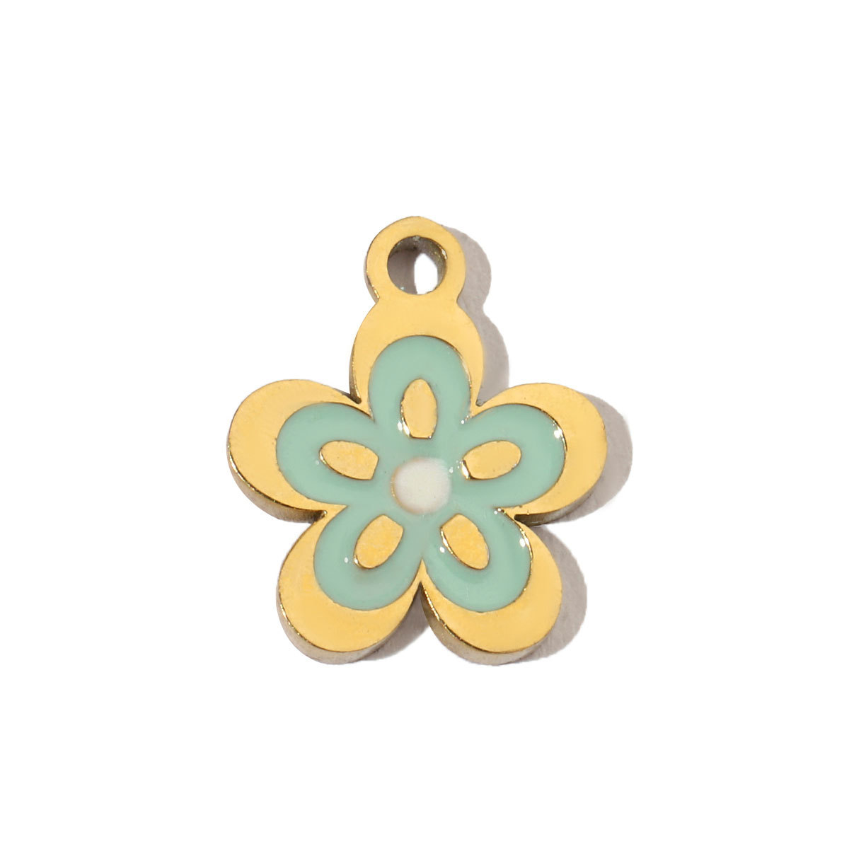 6pcs/pack Colorful Enamel Flower Fish Stainless Steel DIY Charms Angel Dolphin Female Neaclace Pendant Jewelry Wholesale