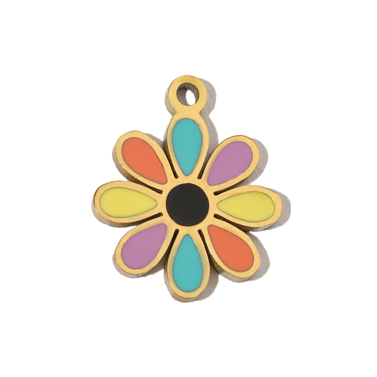6pcs/pack Colorful Enamel Flower Fish Stainless Steel DIY Charms Angel Dolphin Female Neaclace Pendant Jewelry Wholesale