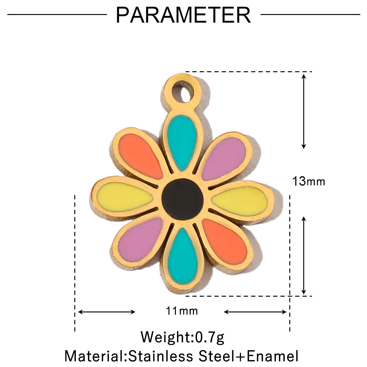 6pcs/pack Colorful Enamel Flower Fish Stainless Steel DIY Charms Angel Dolphin Female Neaclace Pendant Jewelry Wholesale