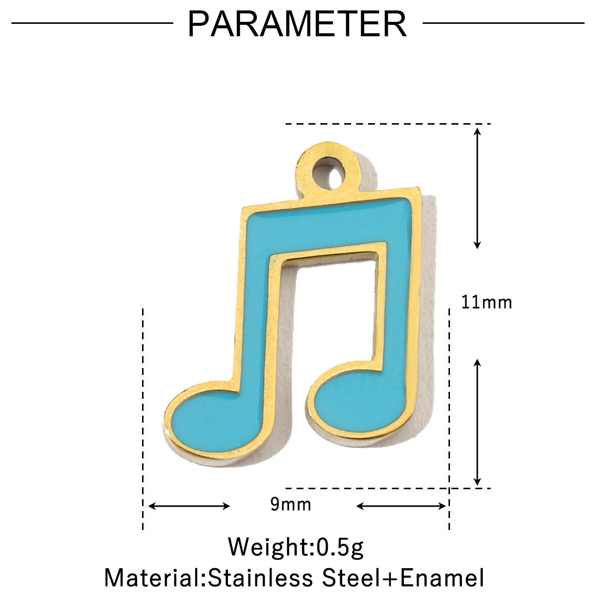 6pcs/pack Enamel Heart Fish Bear  DIY Earrings Charms Female Knot Musical Note Neaclace Pendant Stainless Steel Gold Plated Jewelry