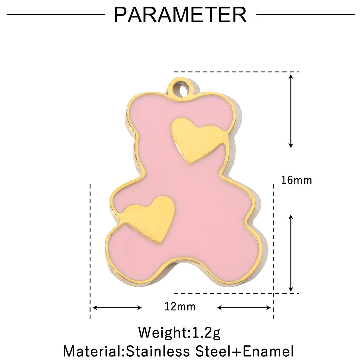 6pcs/pack Enamel Heart Fish Bear  DIY Earrings Charms Female Knot Musical Note Neaclace Pendant Stainless Steel Gold Plated Jewelry