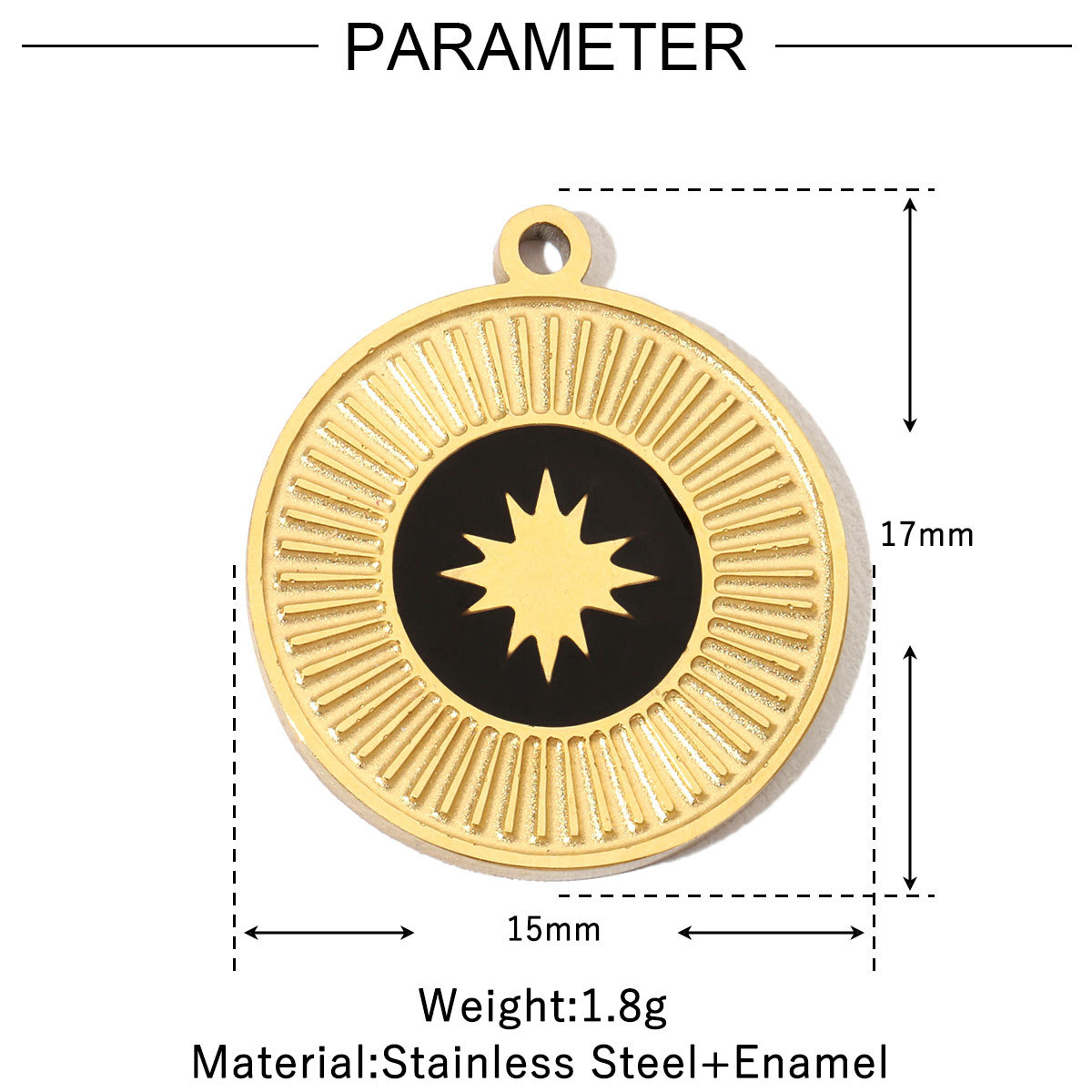 6pcs/pack Stainless Steel 14K Gold Plated Enamel Heart Life Tree DIY Earrings Charms Female Star Eye Neaclace Pendant For Jewelry Making