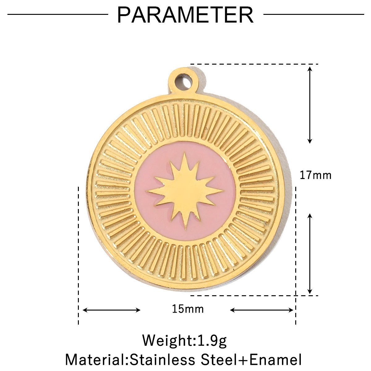 6pcs/pack Stainless Steel 14K Gold Plated Enamel Heart Life Tree DIY Earrings Charms Female Star Eye Neaclace Pendant For Jewelry Making