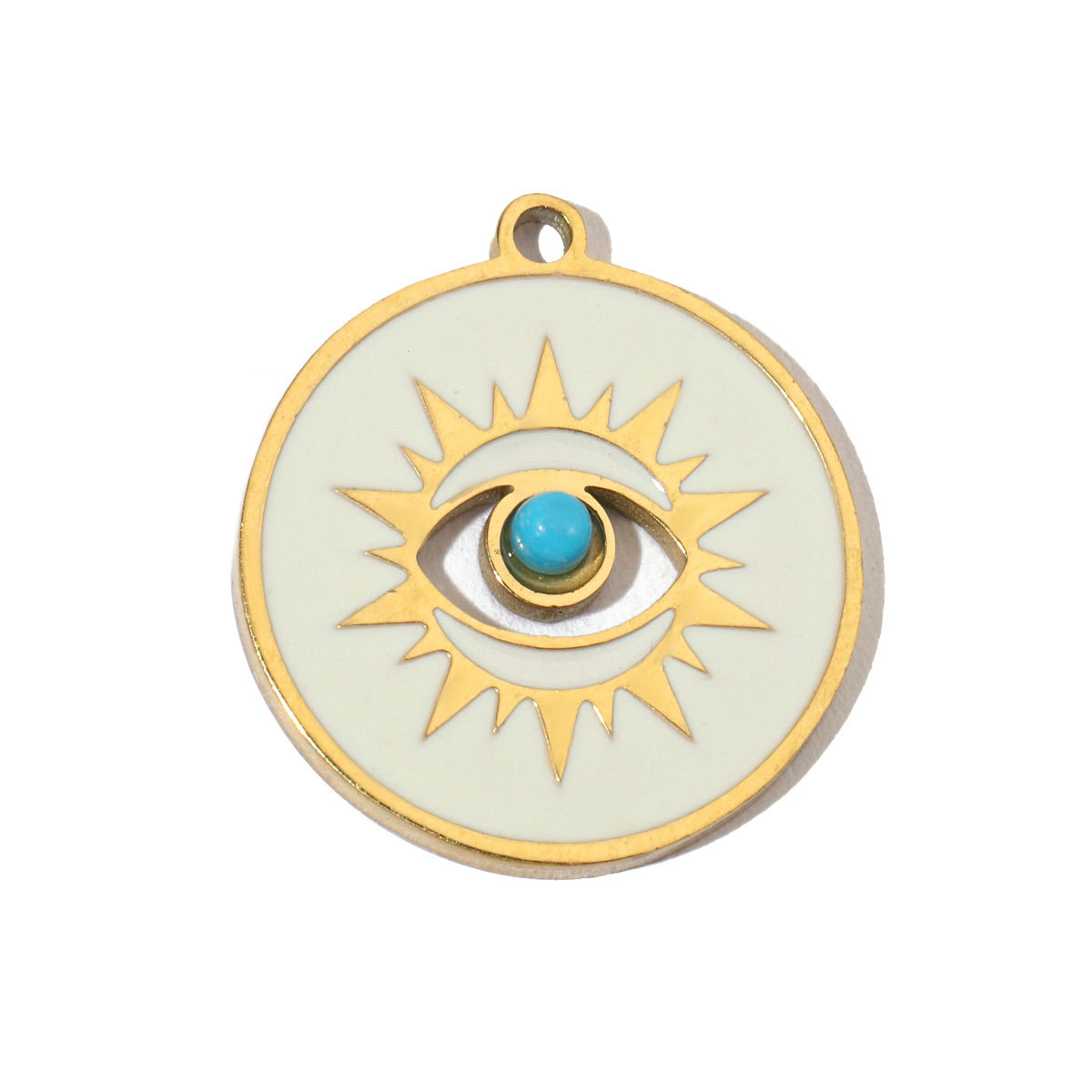 6pcs/pack Stainless Steel 14K Gold Plated Enamel Heart Life Tree DIY Earrings Charms Female Star Eye Neaclace Pendant For Jewelry Making