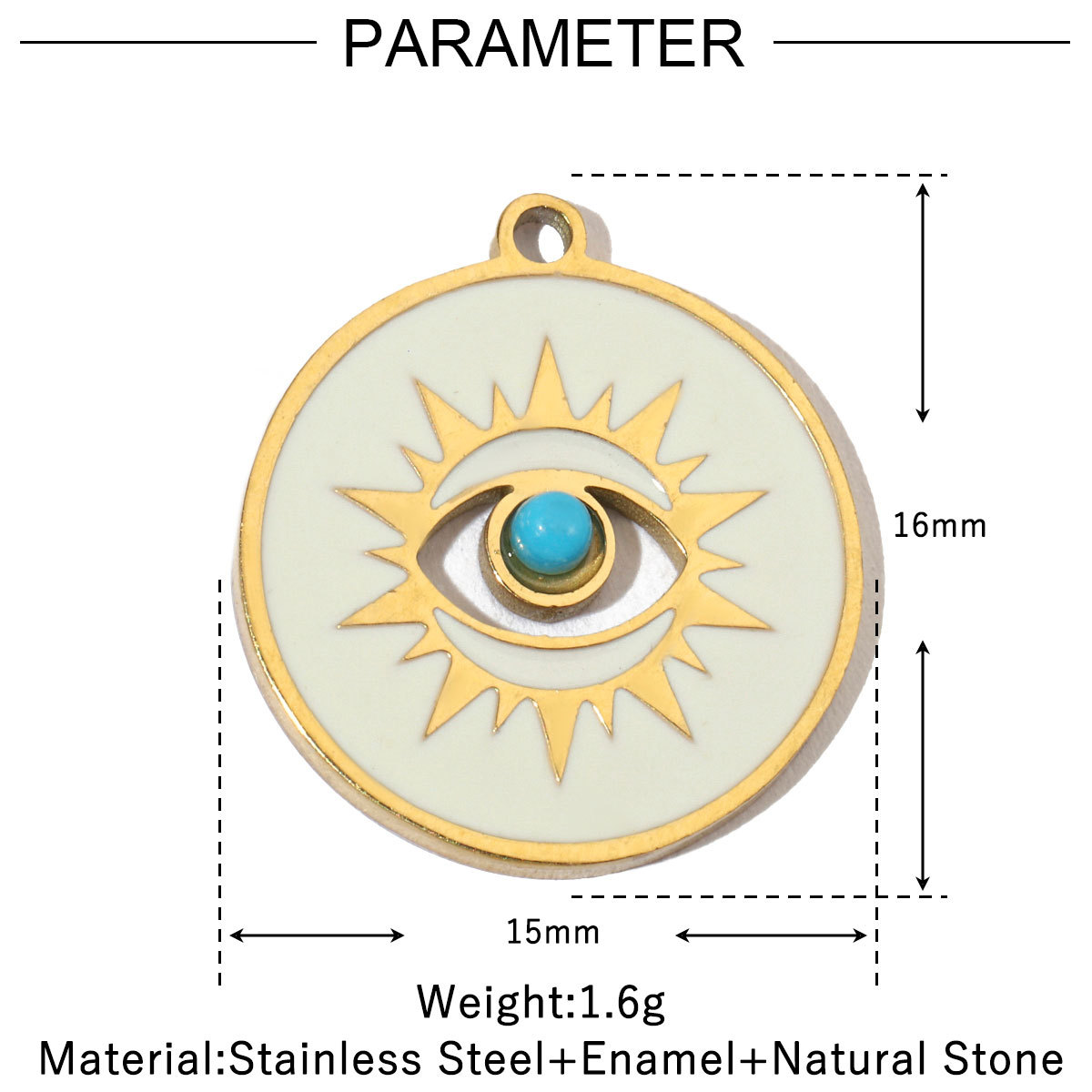 6pcs/pack Stainless Steel 14K Gold Plated Enamel Heart Life Tree DIY Earrings Charms Female Star Eye Neaclace Pendant For Jewelry Making