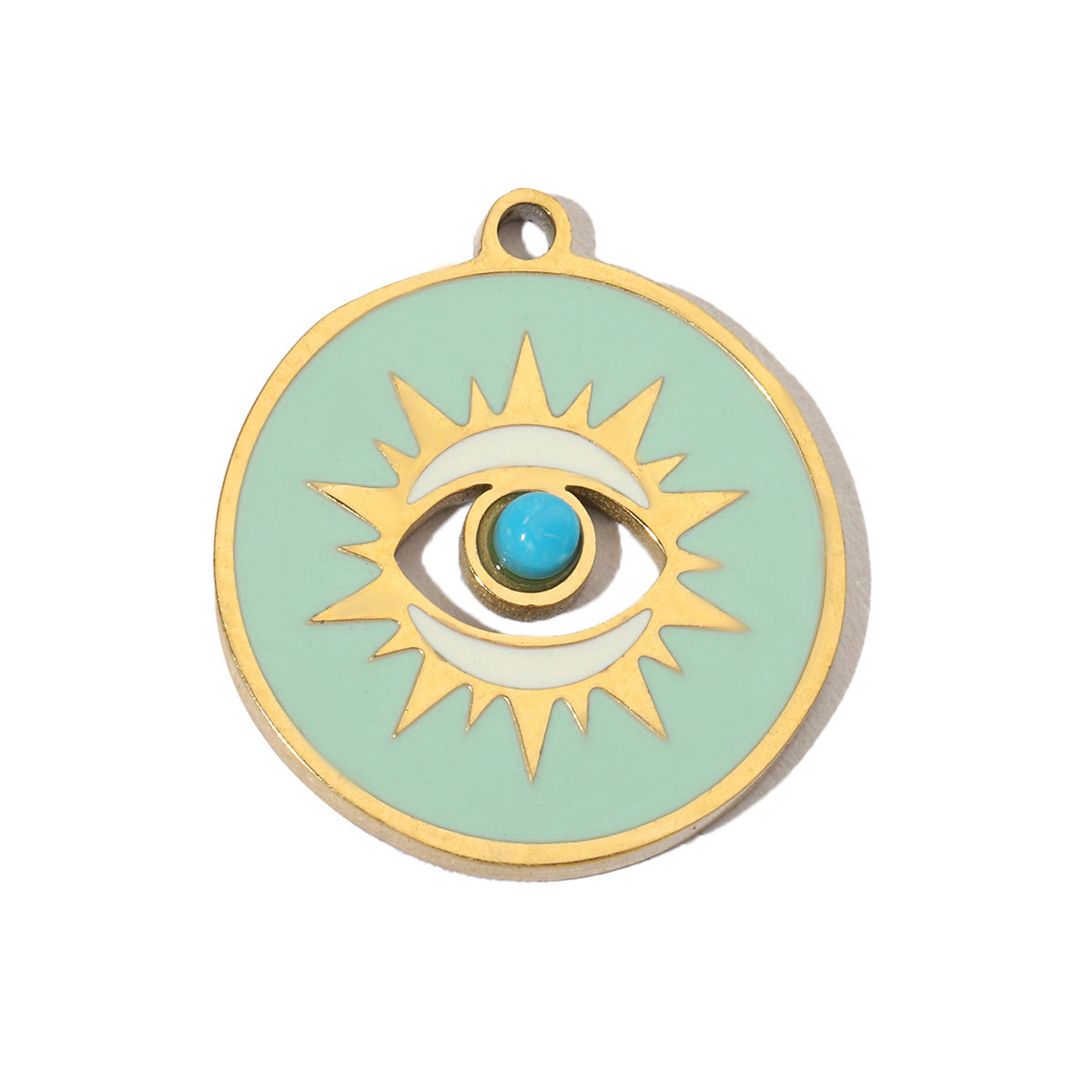 6pcs/pack Stainless Steel 14K Gold Plated Enamel Heart Life Tree DIY Earrings Charms Female Star Eye Neaclace Pendant For Jewelry Making