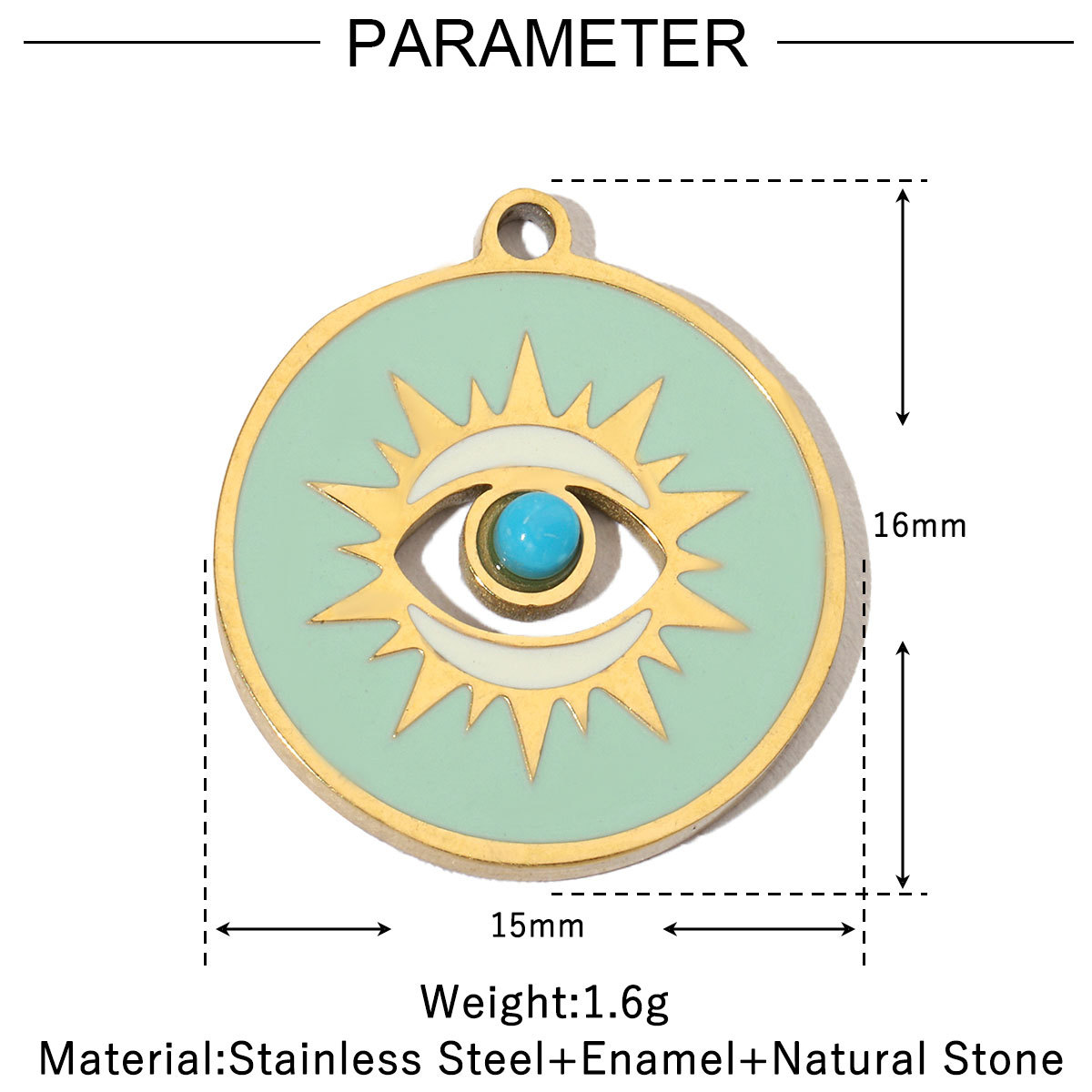 6pcs/pack Stainless Steel 14K Gold Plated Enamel Heart Life Tree DIY Earrings Charms Female Star Eye Neaclace Pendant For Jewelry Making