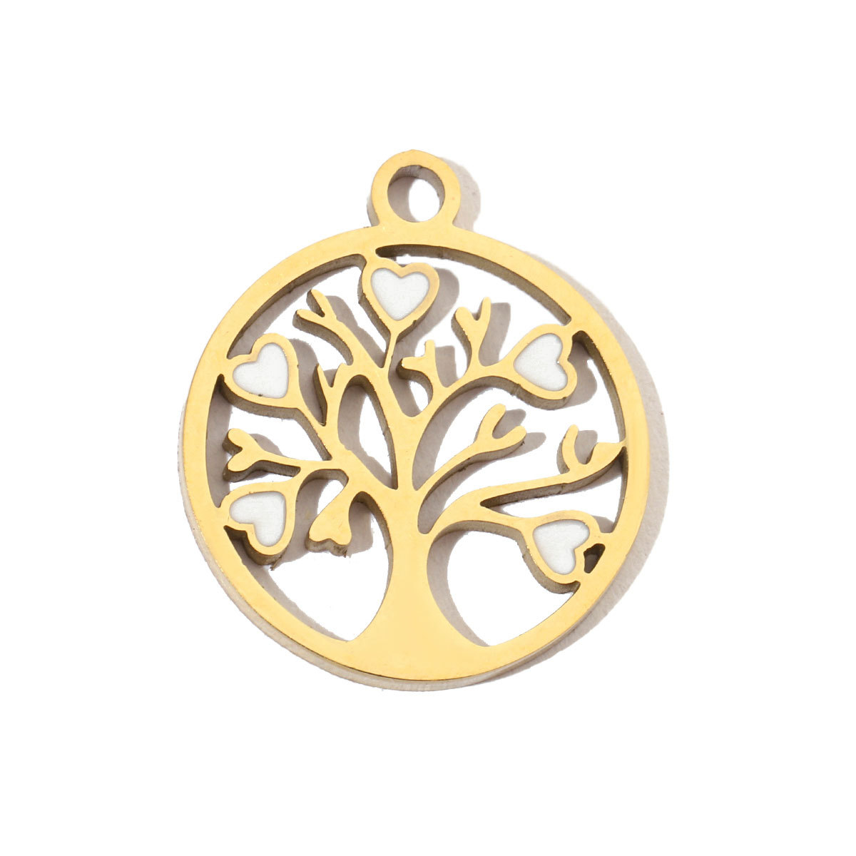 6pcs/pack Stainless Steel 14K Gold Plated Enamel Heart Life Tree DIY Earrings Charms Female Star Eye Neaclace Pendant For Jewelry Making