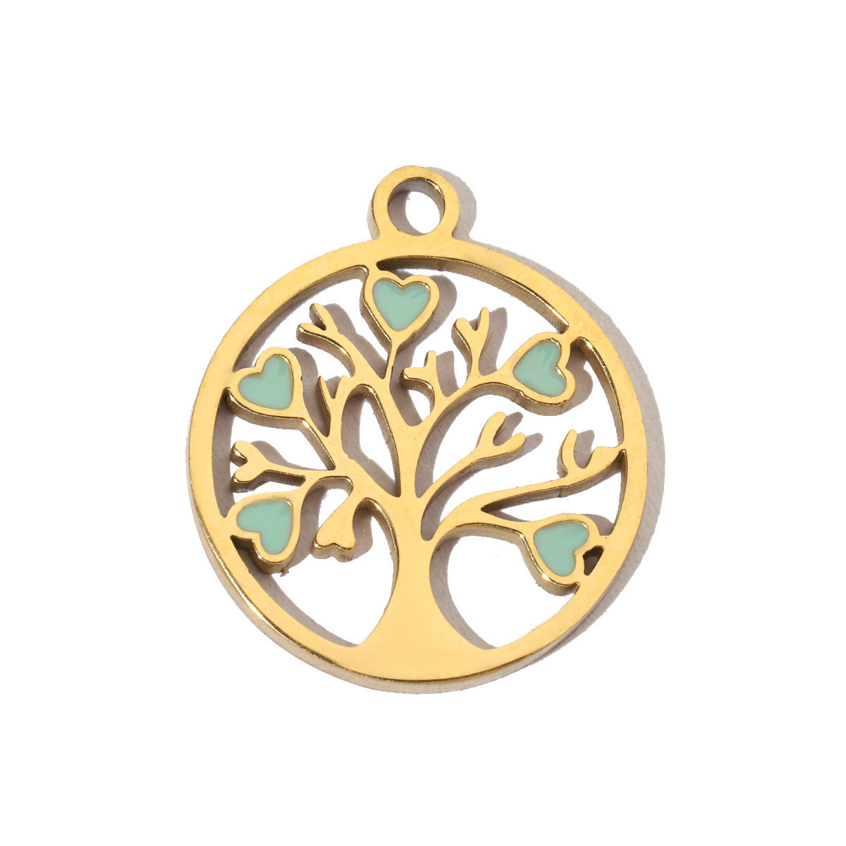 6pcs/pack Stainless Steel 14K Gold Plated Enamel Heart Life Tree DIY Earrings Charms Female Star Eye Neaclace Pendant For Jewelry Making