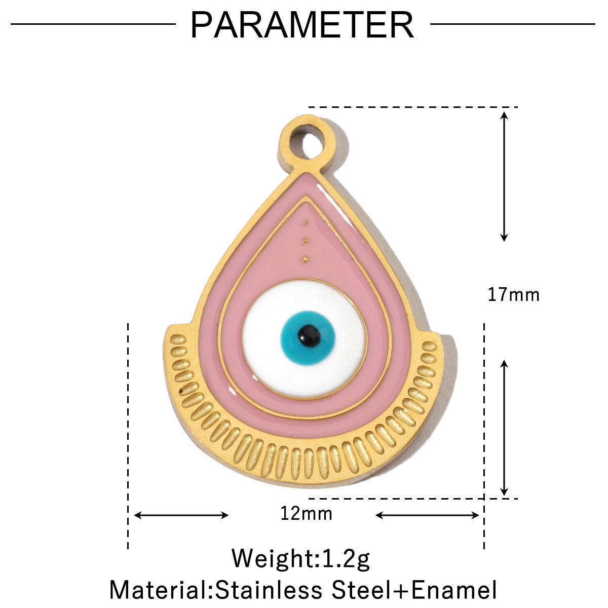 6pcs/pack Enamel Religious Hamsa Hand DIY Charms Heart Eye Neaclace Pendant Women Stainless Steel Waterdrop Earrings Making Jewelry