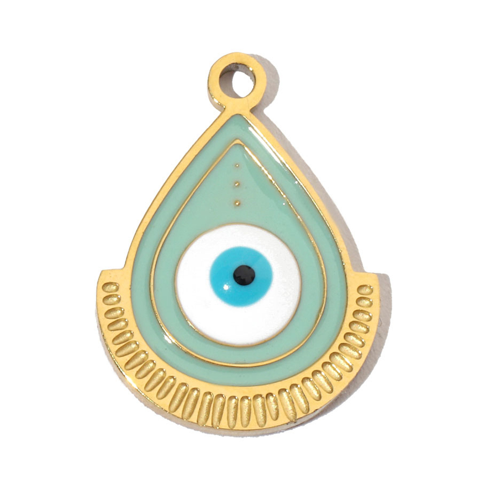 6pcs/pack Enamel Religious Hamsa Hand DIY Charms Heart Eye Neaclace Pendant Women Stainless Steel Waterdrop Earrings Making Jewelry