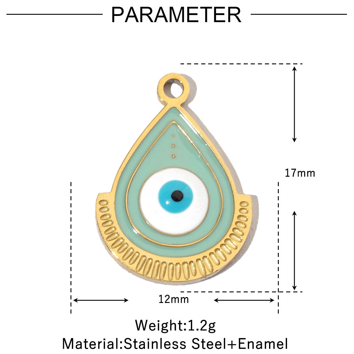 6pcs/pack Enamel Religious Hamsa Hand DIY Charms Heart Eye Neaclace Pendant Women Stainless Steel Waterdrop Earrings Making Jewelry