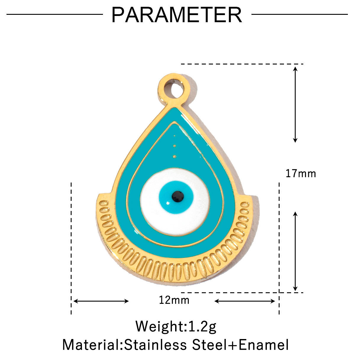 6pcs/pack Enamel Religious Hamsa Hand DIY Charms Heart Eye Neaclace Pendant Women Stainless Steel Waterdrop Earrings Making Jewelry