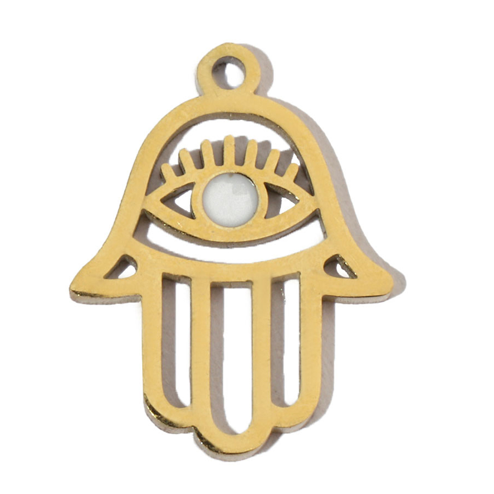 6pcs/pack Enamel Religious Hamsa Hand DIY Charms Heart Eye Neaclace Pendant Women Stainless Steel Waterdrop Earrings Making Jewelry