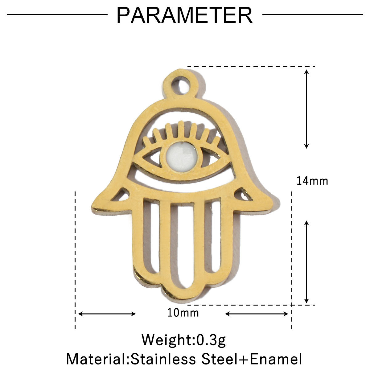 6pcs/pack Enamel Religious Hamsa Hand DIY Charms Heart Eye Neaclace Pendant Women Stainless Steel Waterdrop Earrings Making Jewelry